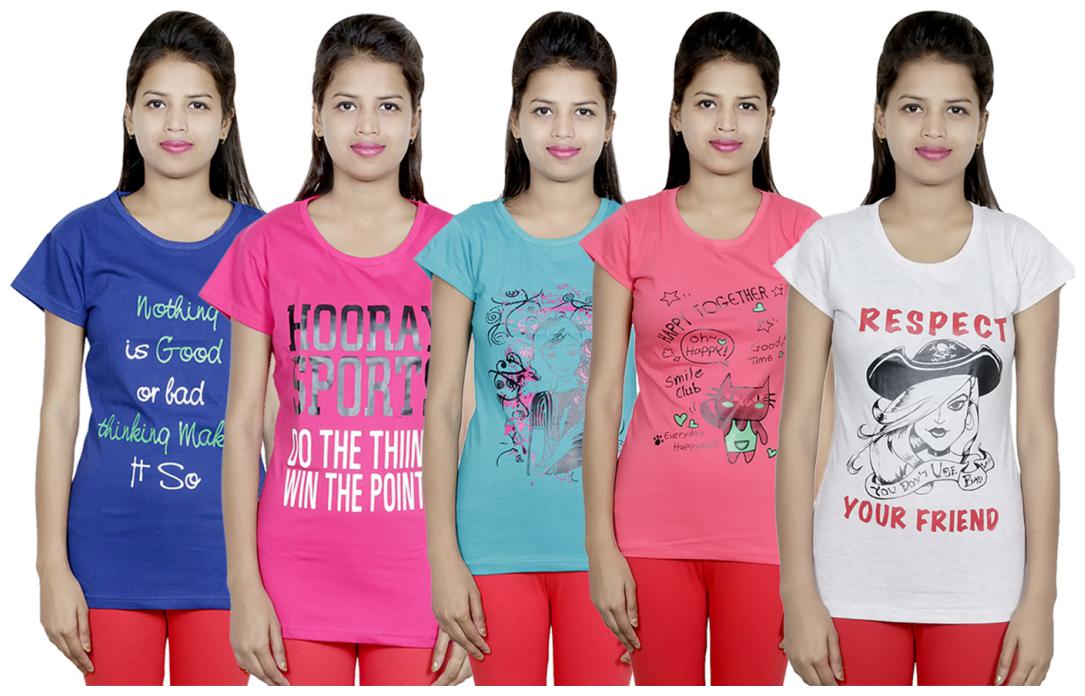

IndiWeaves Girls Cotton T-Shirt(Pack Of 5 T-Shirt) Combo Offer