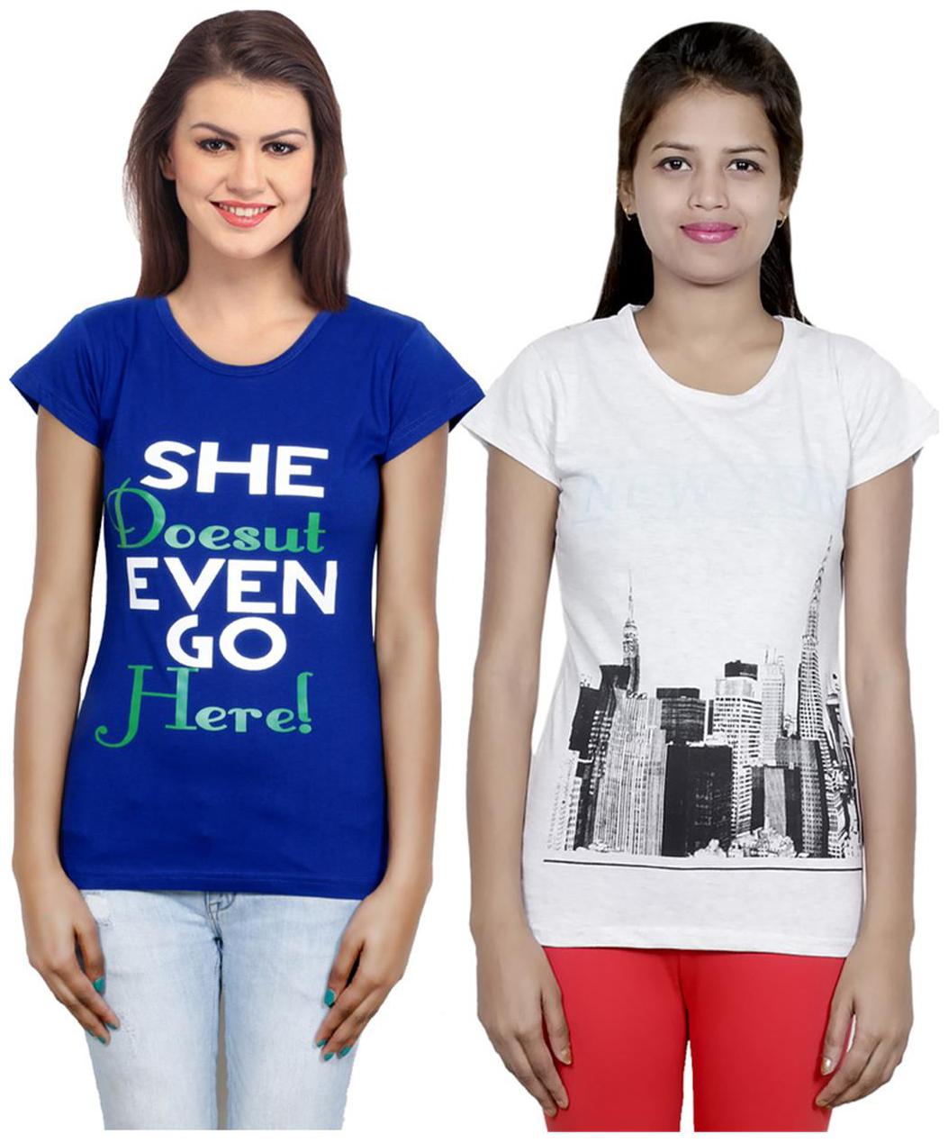 

IndiWeaves Girls Cotton T-Shirt Pack of -2