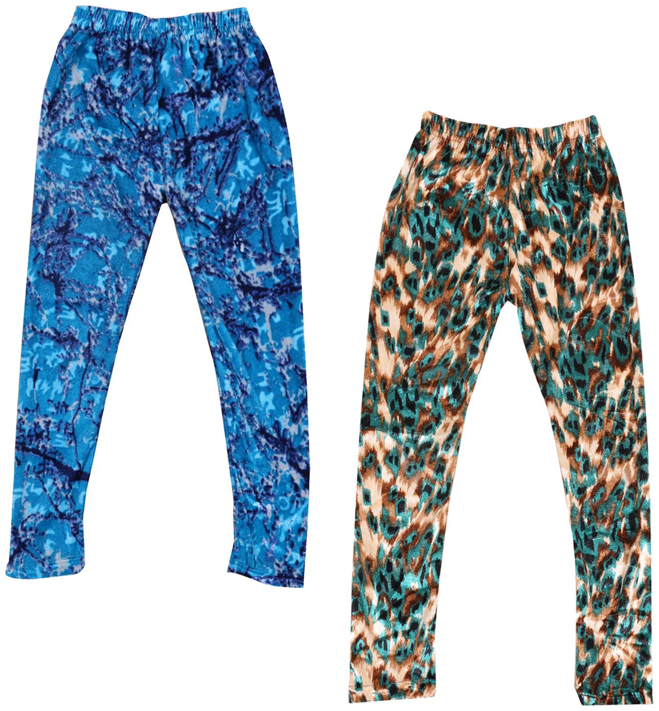 

IndiWeaves Girls Velvet Printed Leggings Pack of 2