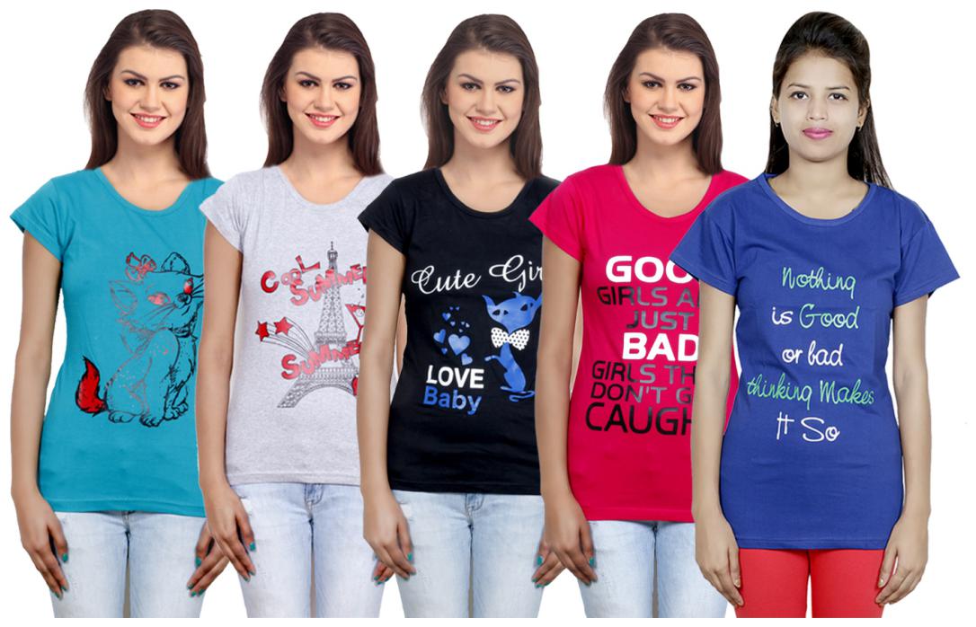 

IndiWeaves Girls Cotton T-Shirt(Pack Of 5 T-Shirt) Combo Offer