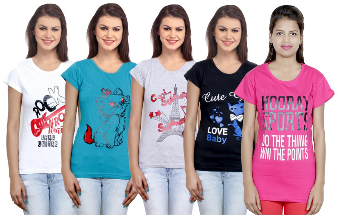 

IndiWeaves Girls Cotton T-Shirt(Pack Of 5 T-Shirt) Combo Offer