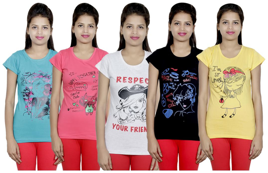 

IndiWeaves Girls Cotton T-Shirt(Pack Of 5 T-Shirt) Combo Offer