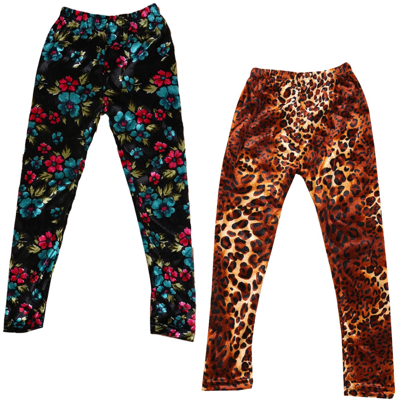 

IndiWeaves Girls Velvet Printed Leggings Pack of 2