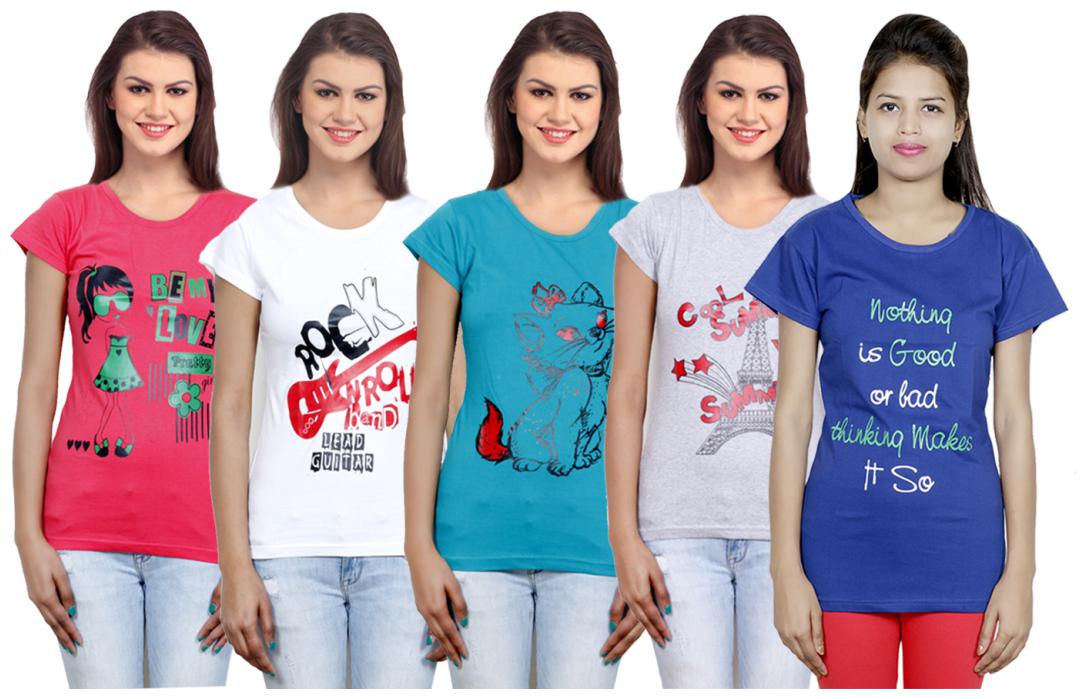 

IndiWeaves Girls Cotton T-Shirt(Pack Of 5 T-Shirt) Combo Offer