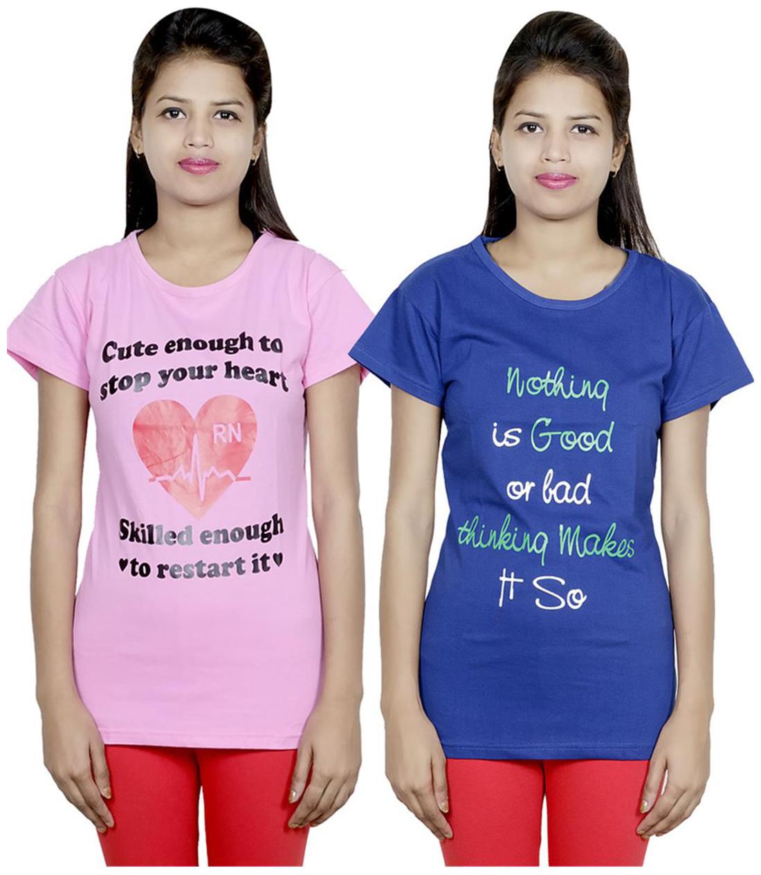 

IndiWeaves Girls Cotton T-Shirt Pack of -2