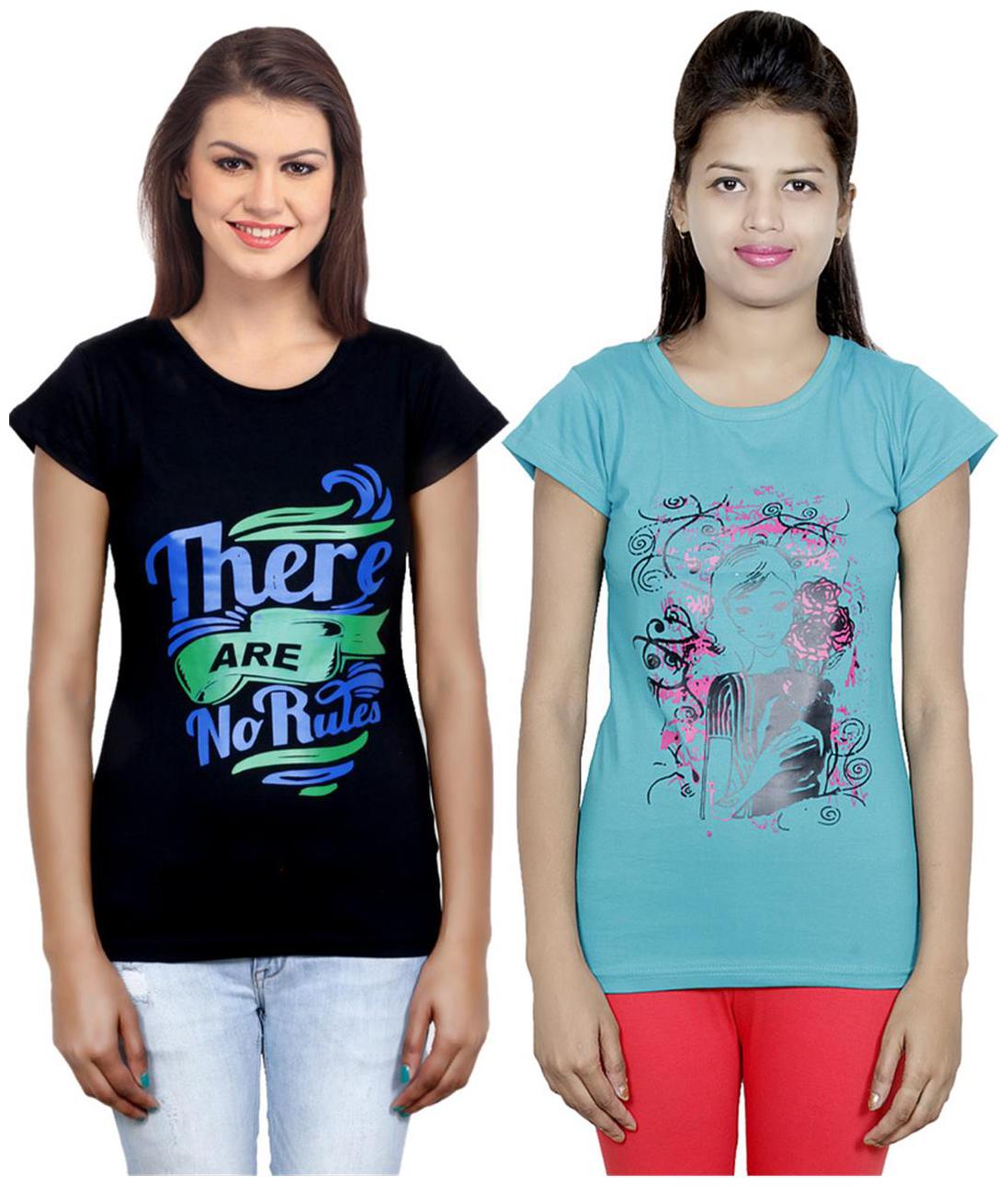 

IndiWeaves Girls Cotton T-Shirt Pack of -2