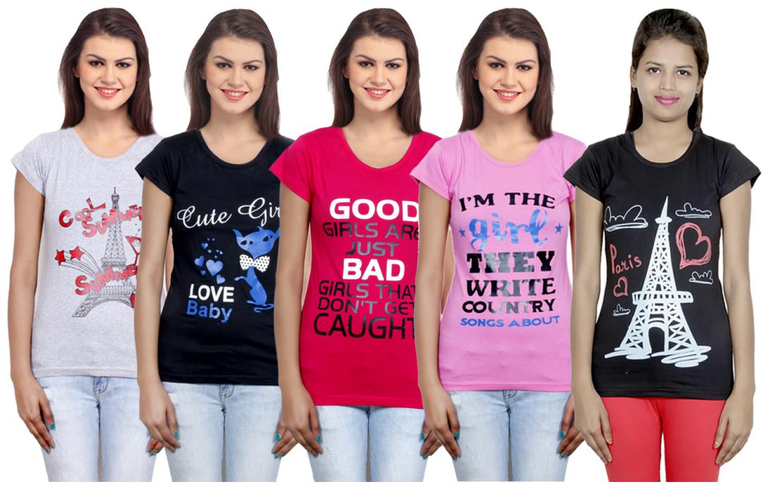 

IndiWeaves Girls Cotton T-Shirt(Pack Of 5 T-Shirt) Combo Offer