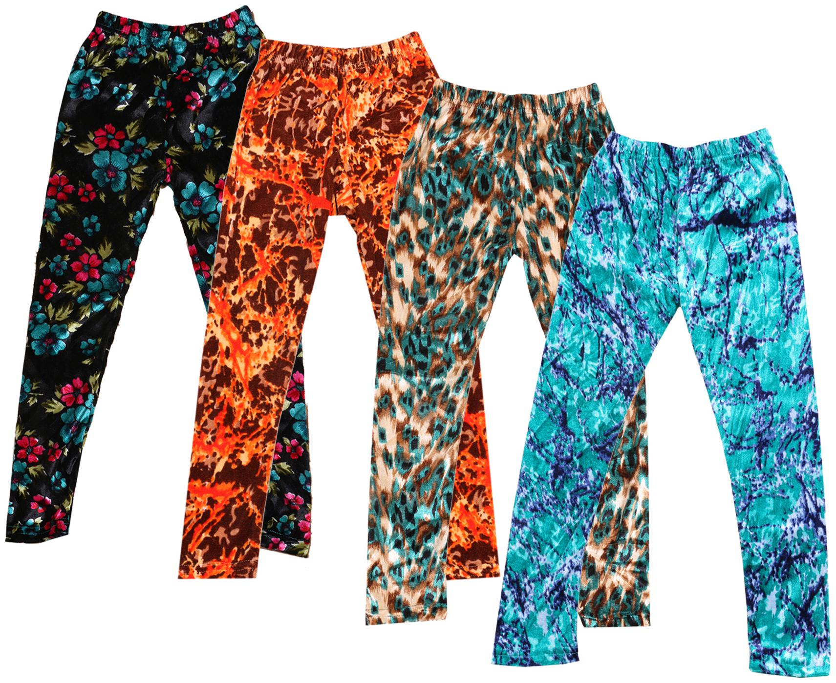 

IndiWeaves Girls Velvet Printed Leggings Pack of 4