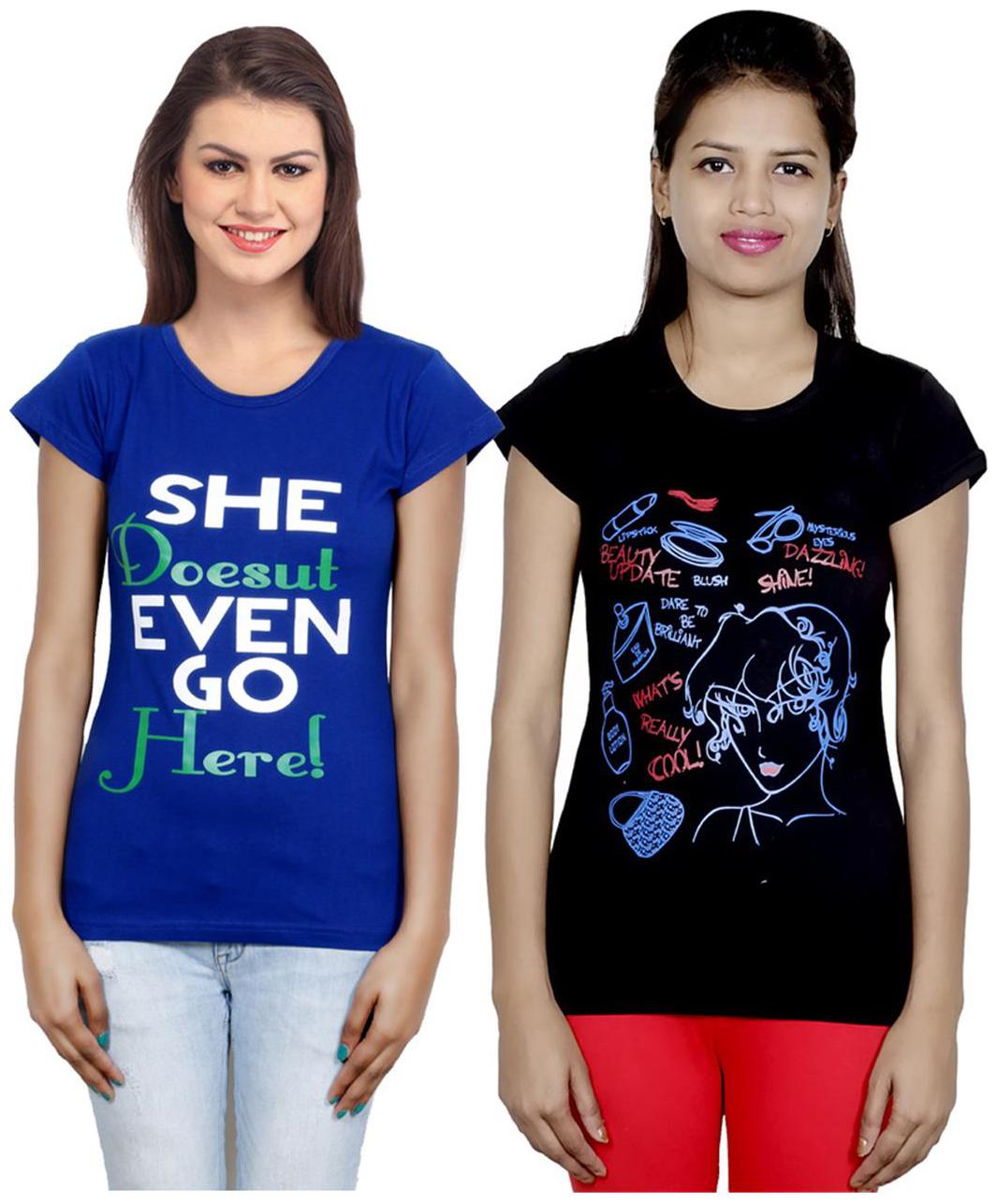 

IndiWeaves Girls Cotton T-Shirt Pack of -2
