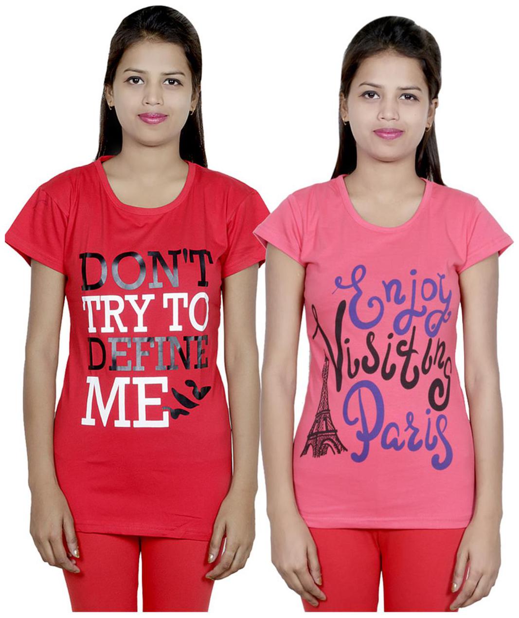 

IndiWeaves Girls Cotton T-Shirt Pack of -2