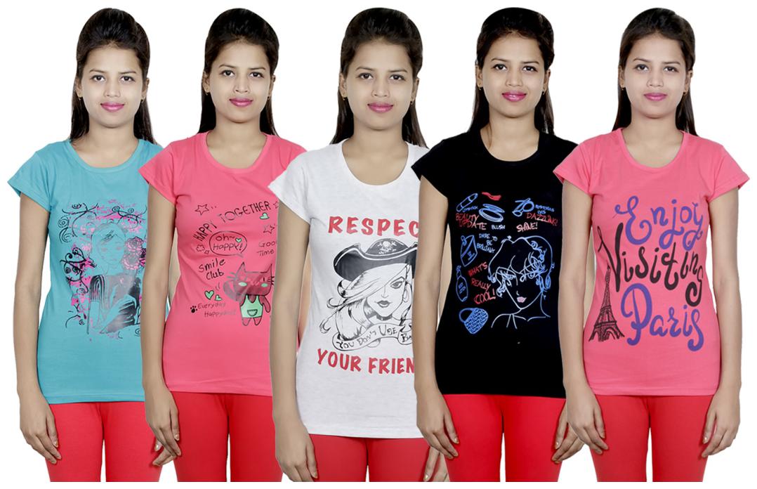 

IndiWeaves Girls Cotton T-Shirt(Pack Of 5 T-Shirt) Combo Offer