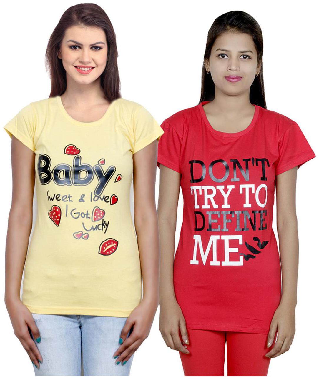 

IndiWeaves Girls Cotton T-Shirt Pack of -2