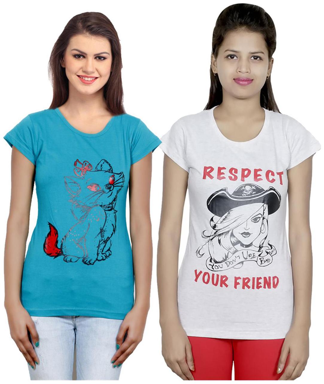 

IndiWeaves Girls Cotton T-Shirt Pack of -2
