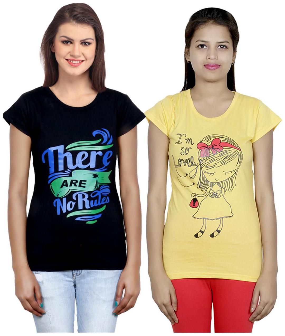 

IndiWeaves Girls Cotton T-Shirt Pack of -2