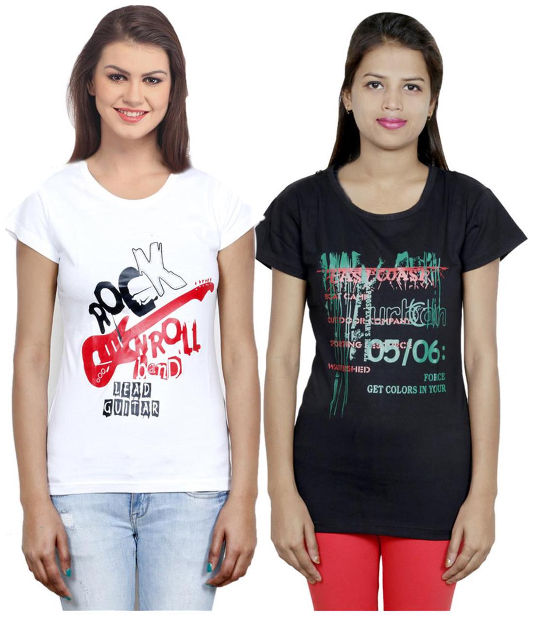 

IndiWeaves Girls Cotton T-Shirt Pack of -2