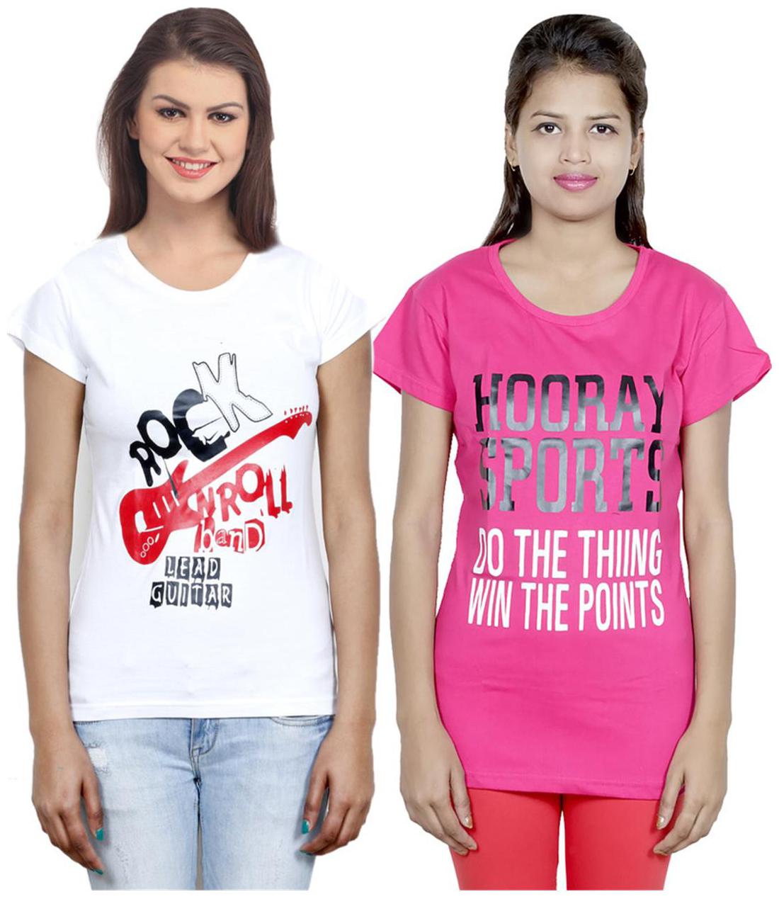 

IndiWeaves Girls Cotton T-Shirt Pack of -2
