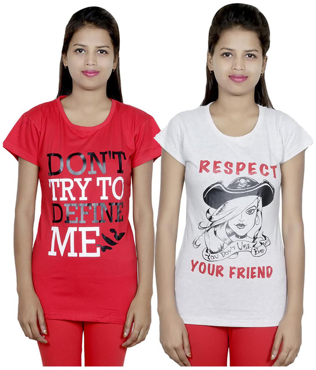 

IndiWeaves Girls Cotton T-Shirt Pack of -2