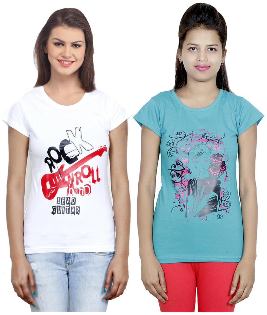 

IndiWeaves Girls Cotton T-Shirt Pack of -2
