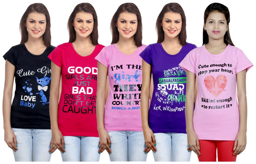

IndiWeaves Girls Cotton T-Shirt(Pack Of 5 T-Shirt) Combo Offer