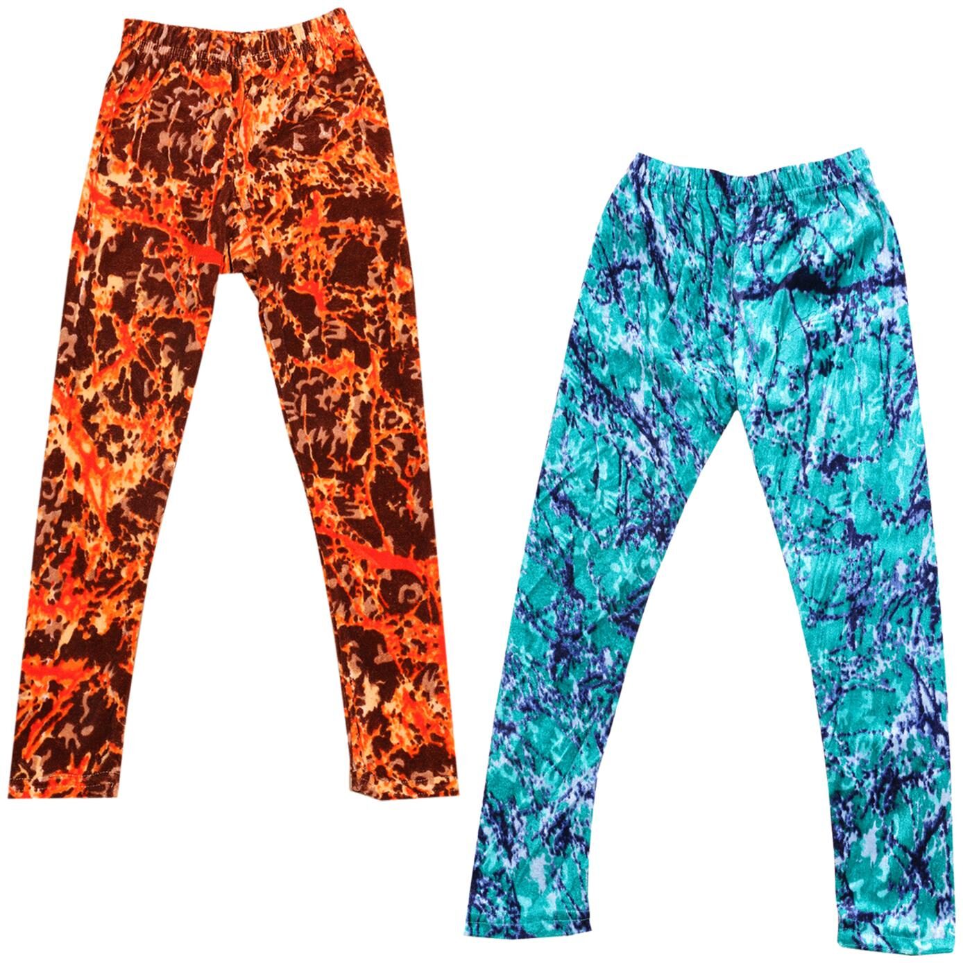 

IndiWeaves Girls Velvet Printed Leggings Pack of 2