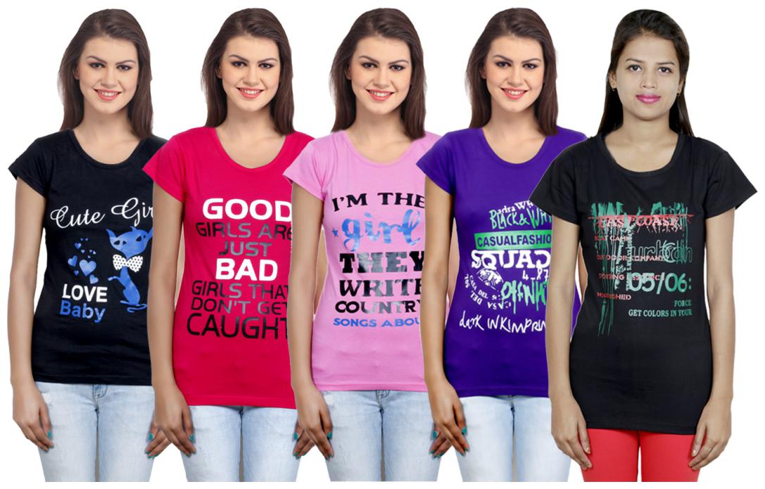 

IndiWeaves Girls Cotton T-Shirt(Pack Of 5 T-Shirt) Combo Offer