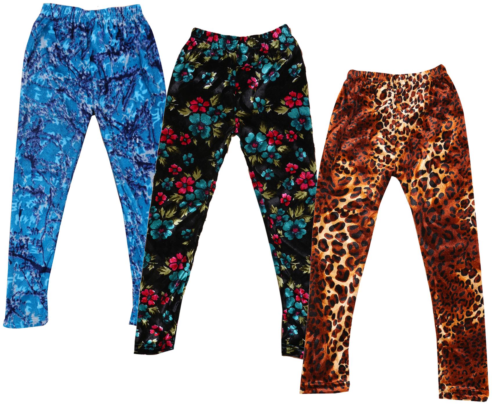 

IndiWeaves Girls Velvet Printed Leggings Pack of 3