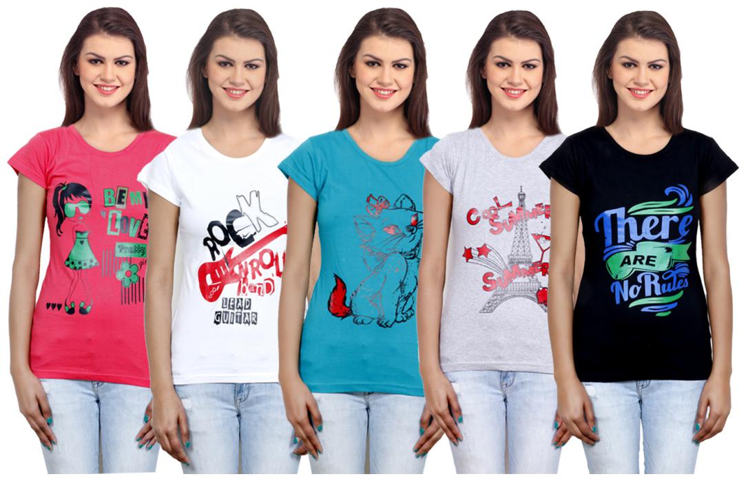 

IndiWeaves Girls Cotton T-Shirt(Pack Of 5 T-Shirt) Combo Offer