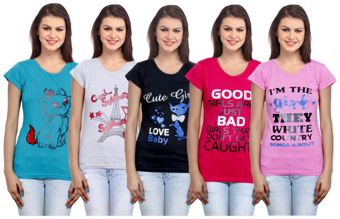 

IndiWeaves Girls Cotton T-Shirt(Pack Of 5 T-Shirt) Combo Offer