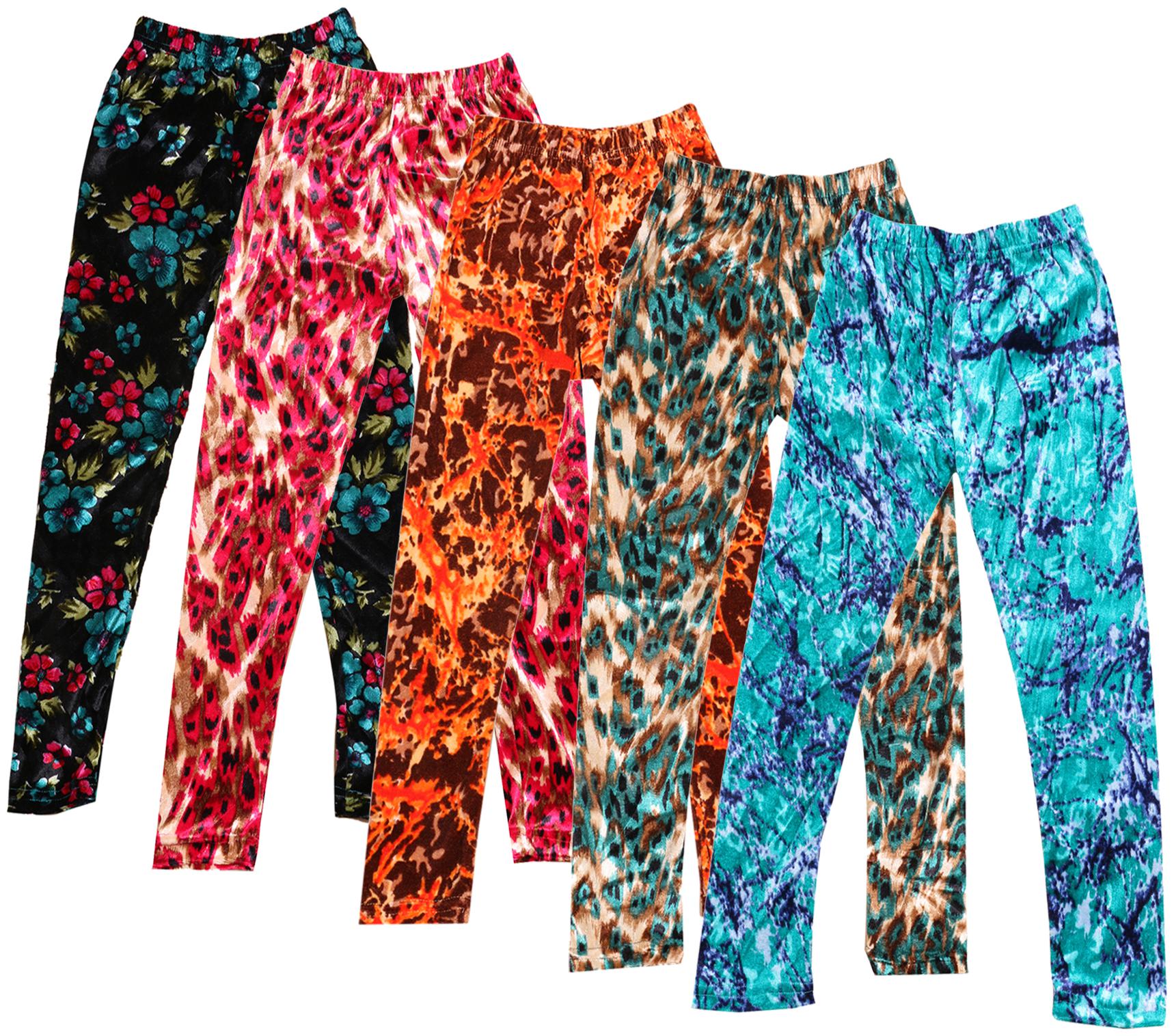 

IndiWeaves Girls Velvet Printed Leggings Pack of 5