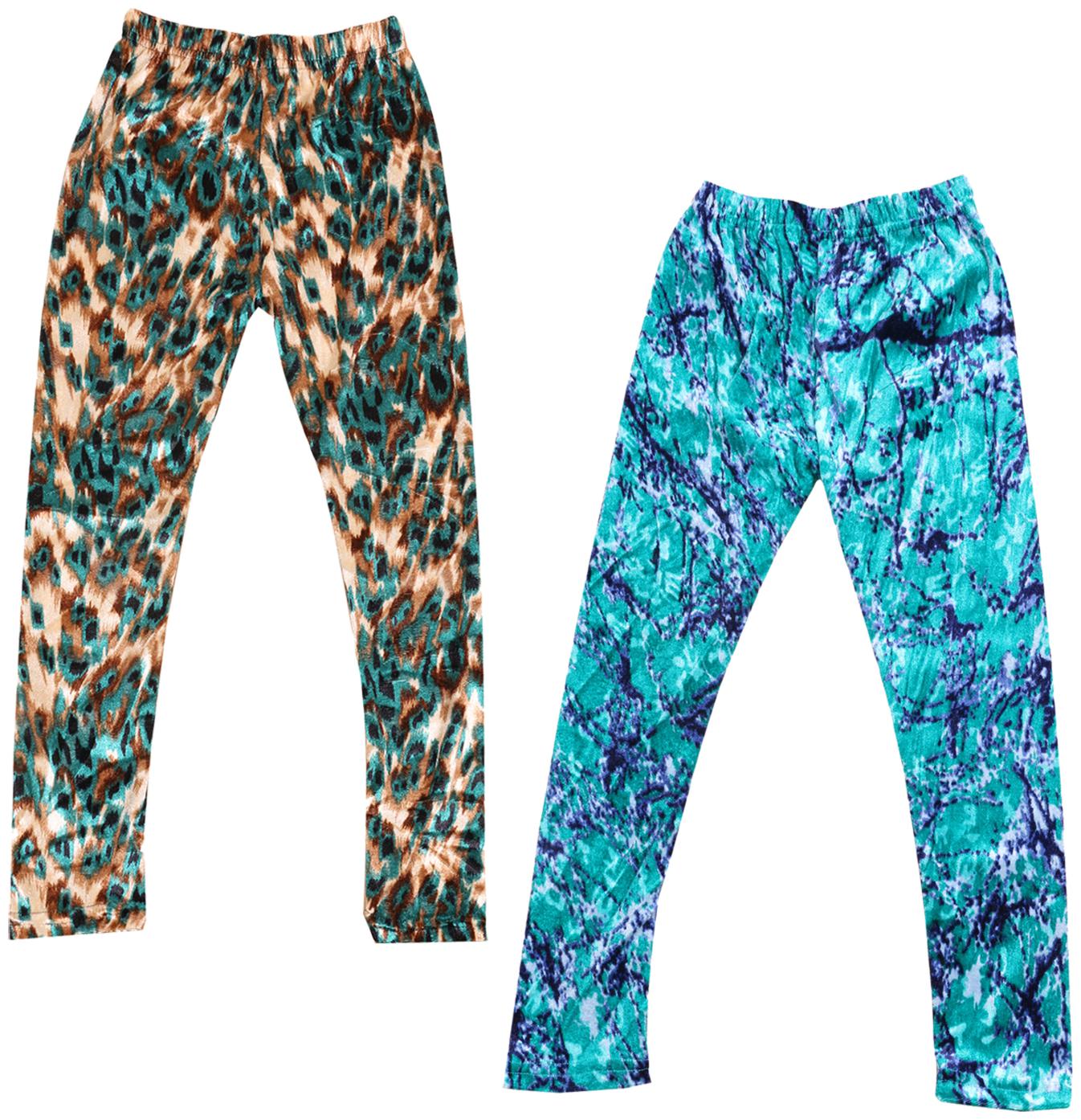 

IndiWeaves Girls Velvet Printed Leggings Pack of 2