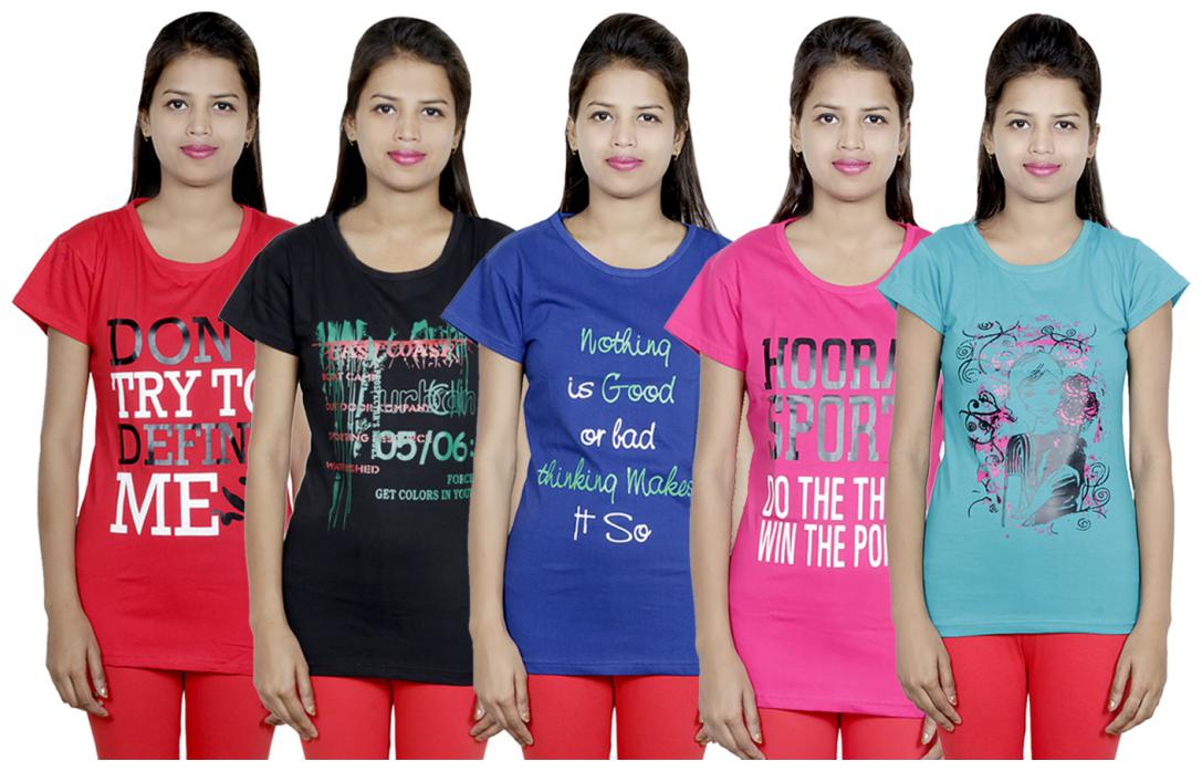 

IndiWeaves Girls Cotton T-Shirt(Pack Of 5 T-Shirt) Combo Offer