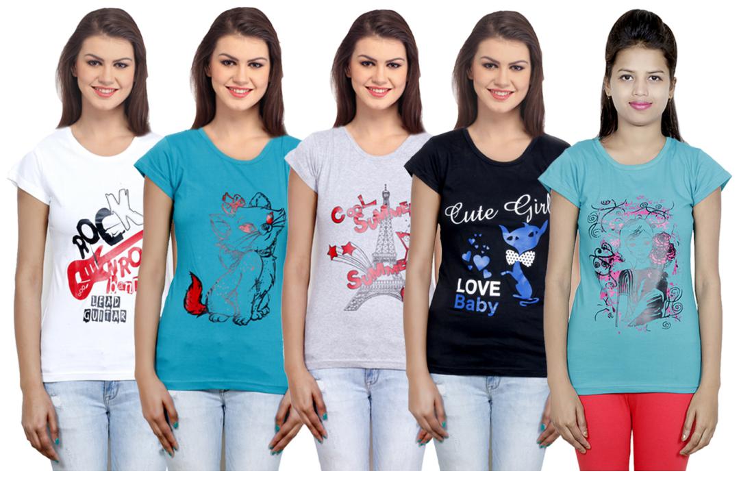 

IndiWeaves Girls Cotton T-Shirt(Pack Of 5 T-Shirt) Combo Offer