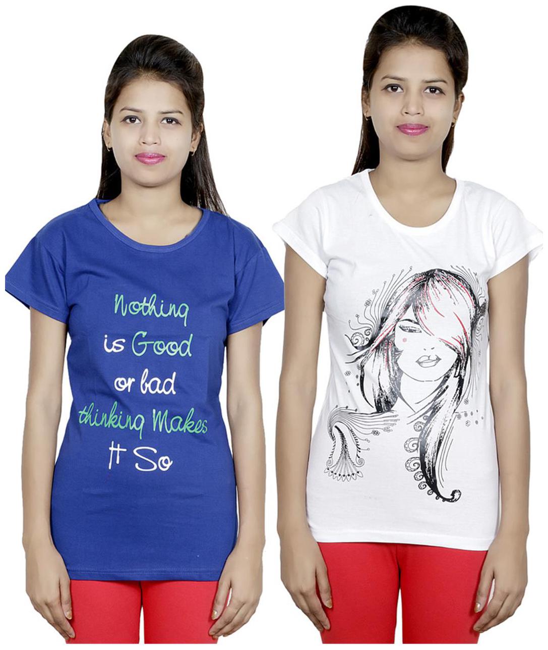 

IndiWeaves Girls Cotton T-Shirt Pack of -2