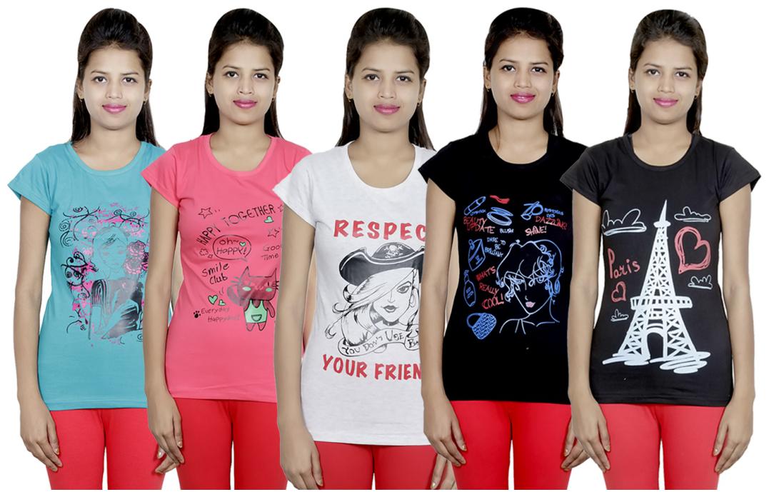 

IndiWeaves Girls Cotton T-Shirt(Pack Of 5 T-Shirt) Combo Offer