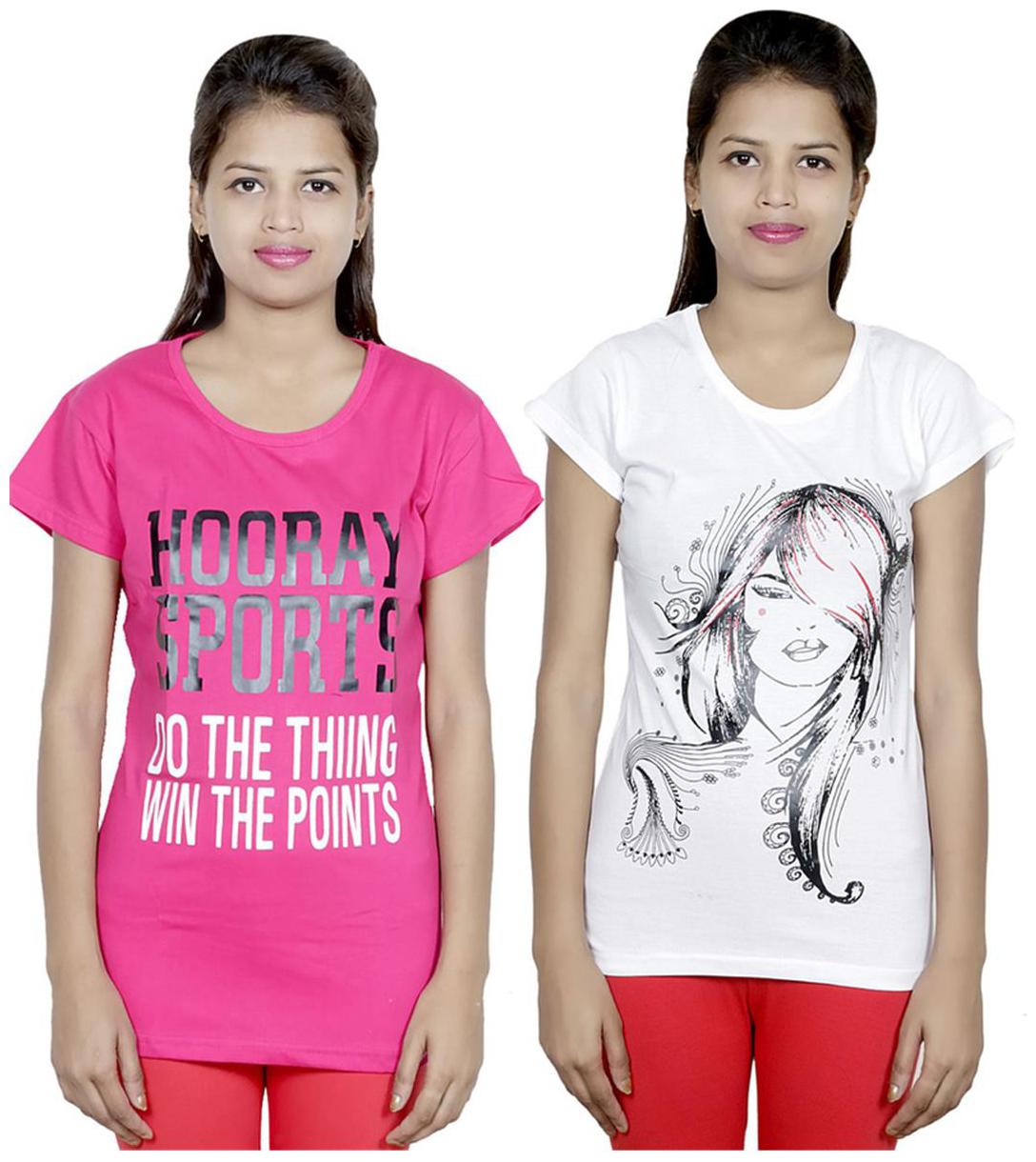 

IndiWeaves Girls Cotton T-Shirt Pack of -2