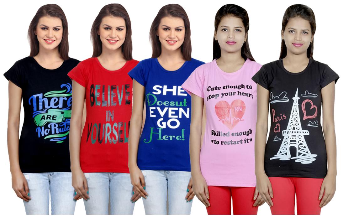 

IndiWeaves Girls Cotton T-Shirt(Pack Of 5 T-Shirt) Combo Offer