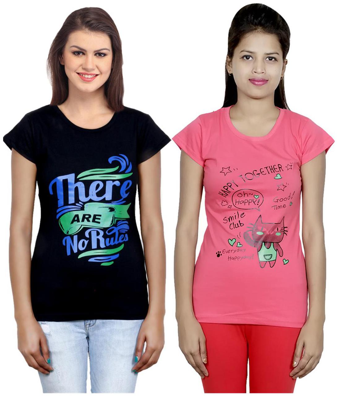 

IndiWeaves Girls Cotton T-Shirt Pack of -2