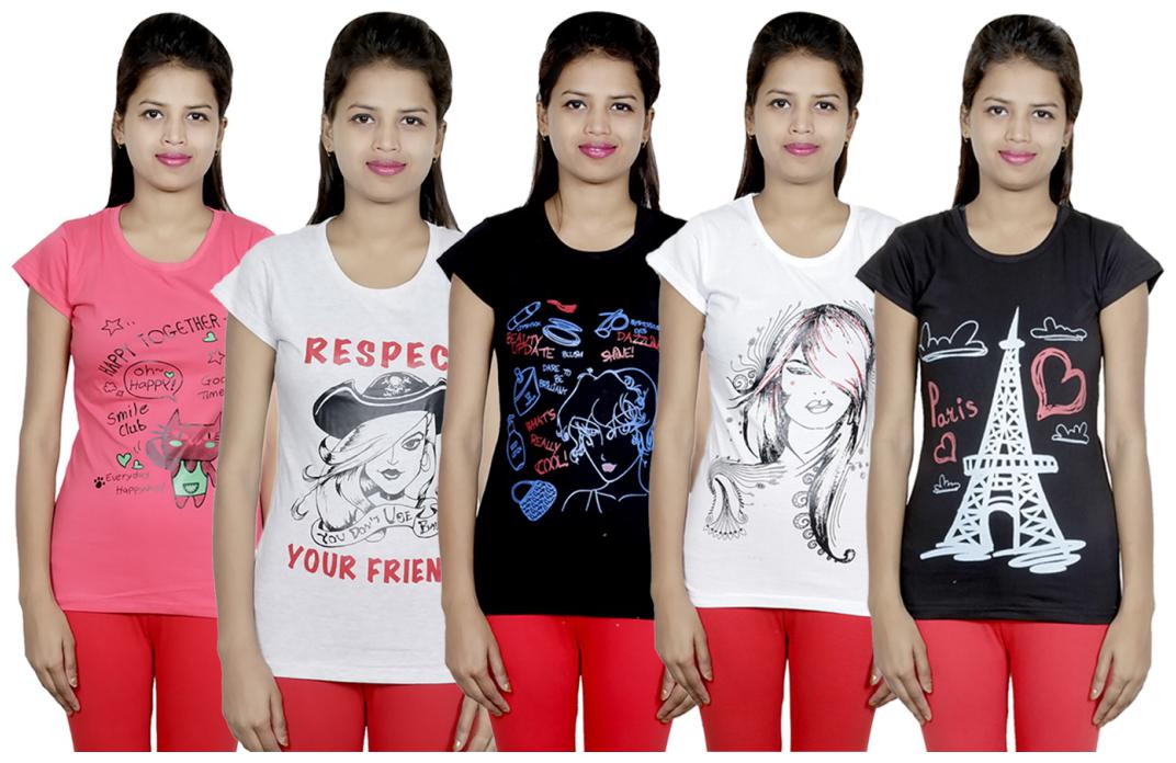 

IndiWeaves Girls Cotton T-Shirt(Pack Of 5 T-Shirt) Combo Offer