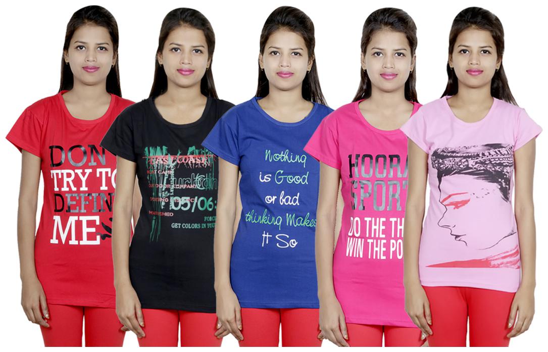 

IndiWeaves Girls Cotton T-Shirt(Pack Of 5 T-Shirt) Combo Offer