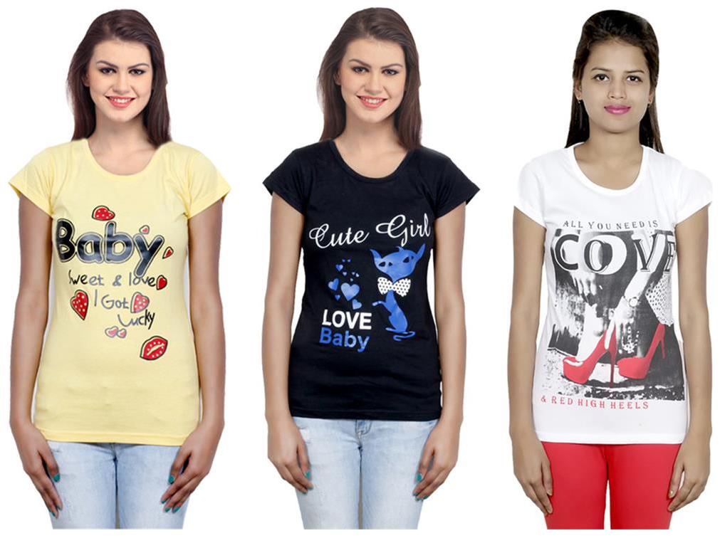 

IndiWeaves Girls Cotton T-Shirt Pack of -3