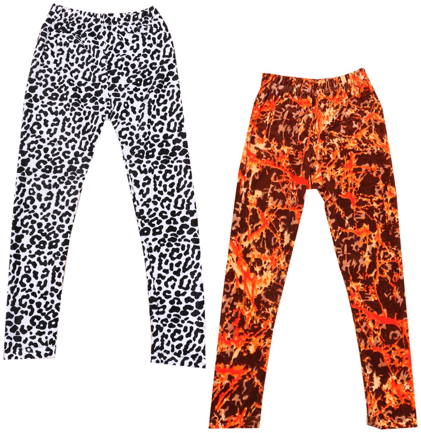 

IndiWeaves Girls Velvet Printed Leggings Pack of 2