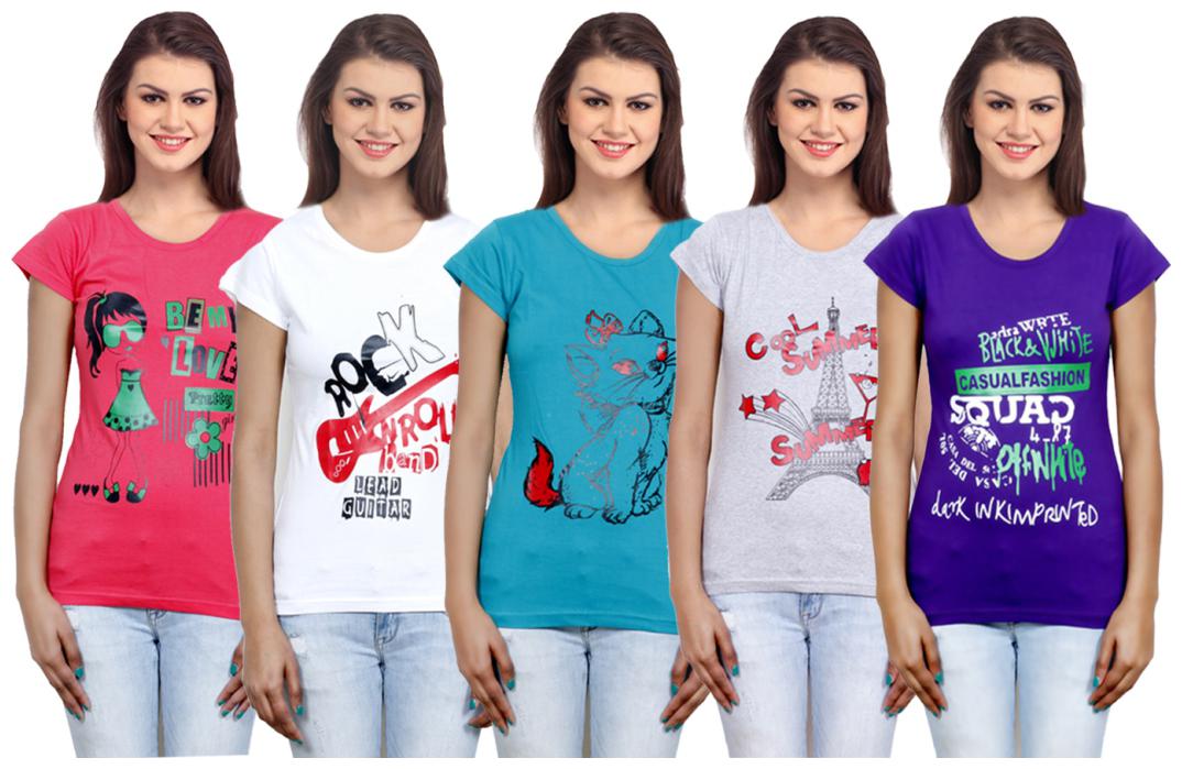 

IndiWeaves Girls Cotton T-Shirt(Pack Of 5 T-Shirt) Combo Offer