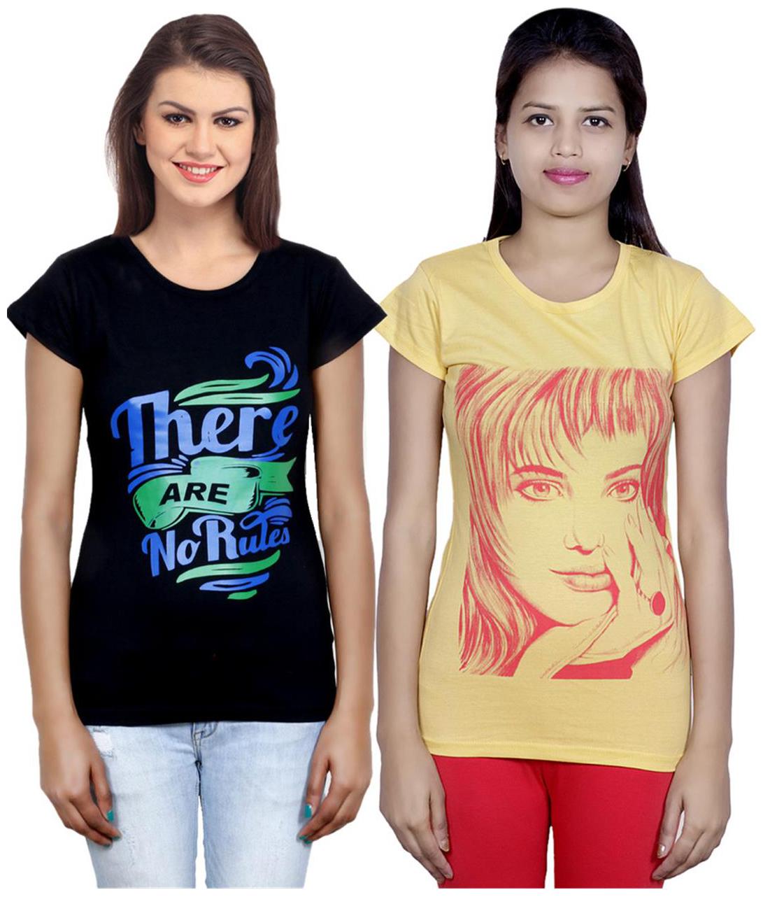 

IndiWeaves Girls Cotton T-Shirt Pack of -2