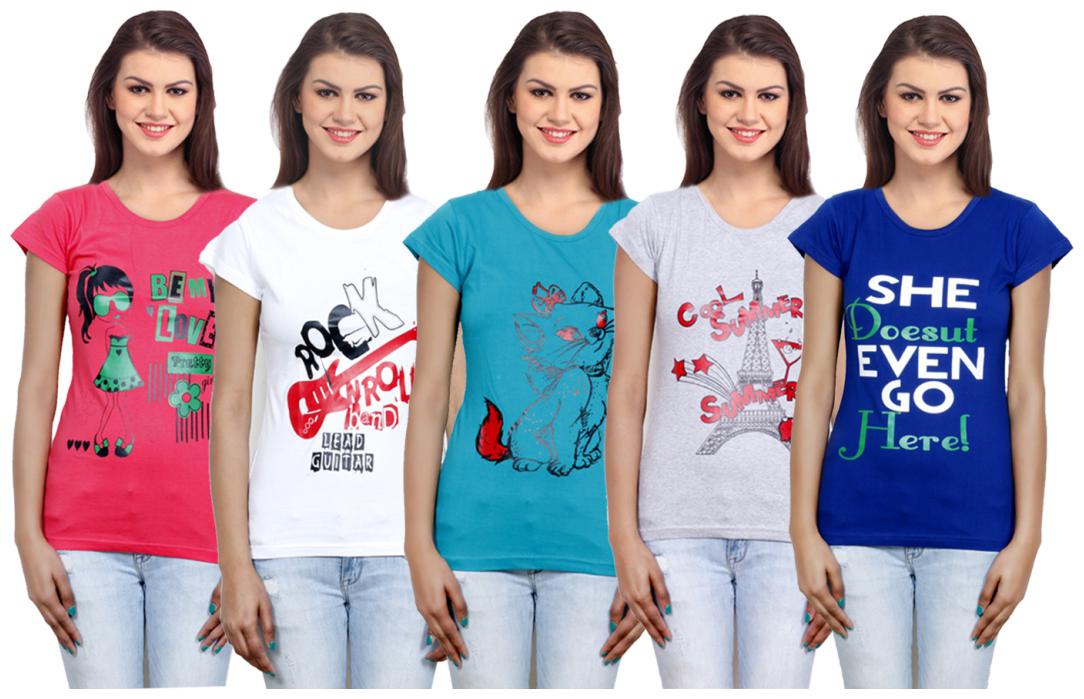 

IndiWeaves Girls Cotton T-Shirt(Pack Of 5 T-Shirt) Combo Offer