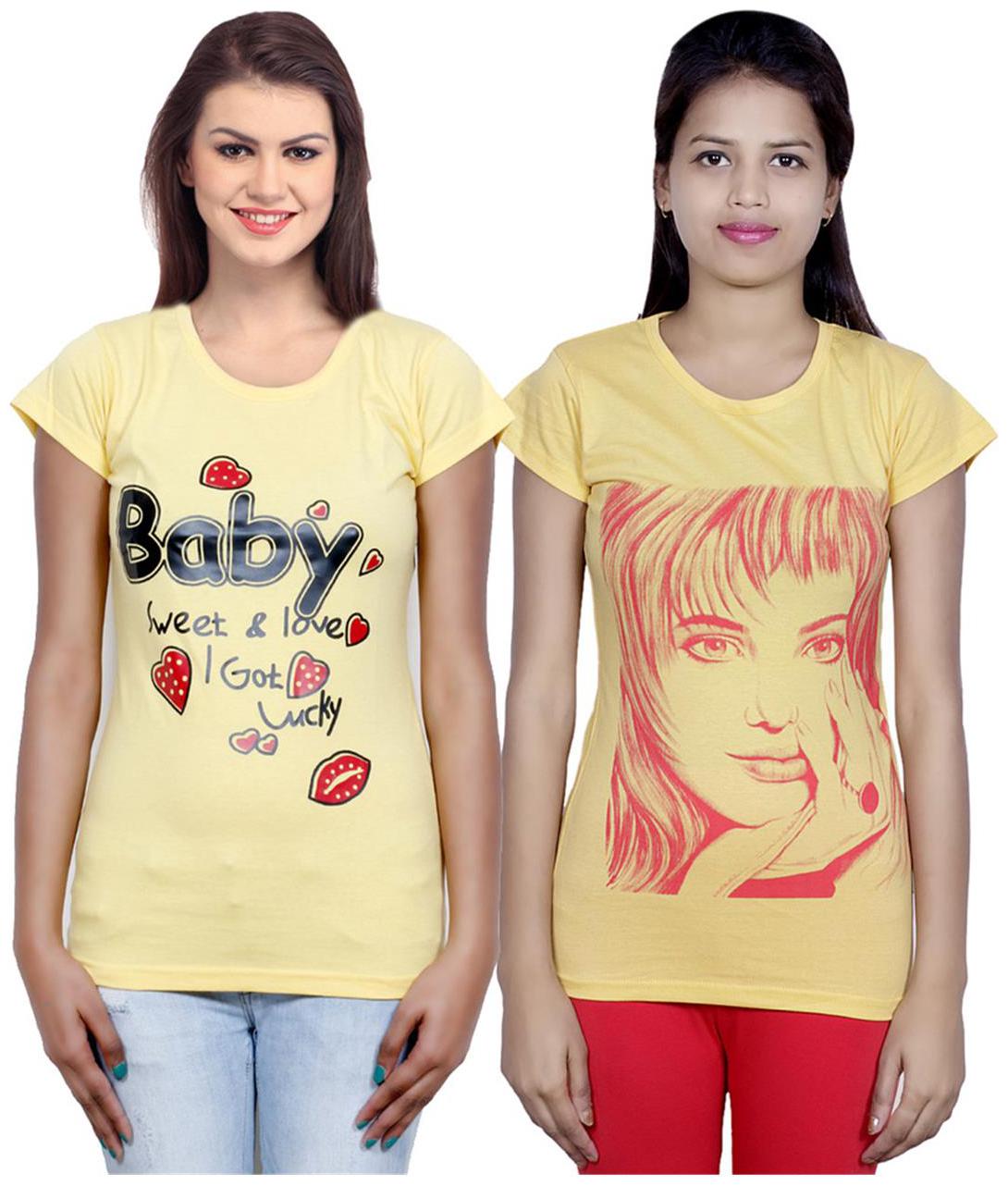 

IndiWeaves Girls Cotton T-Shirt Pack of -2