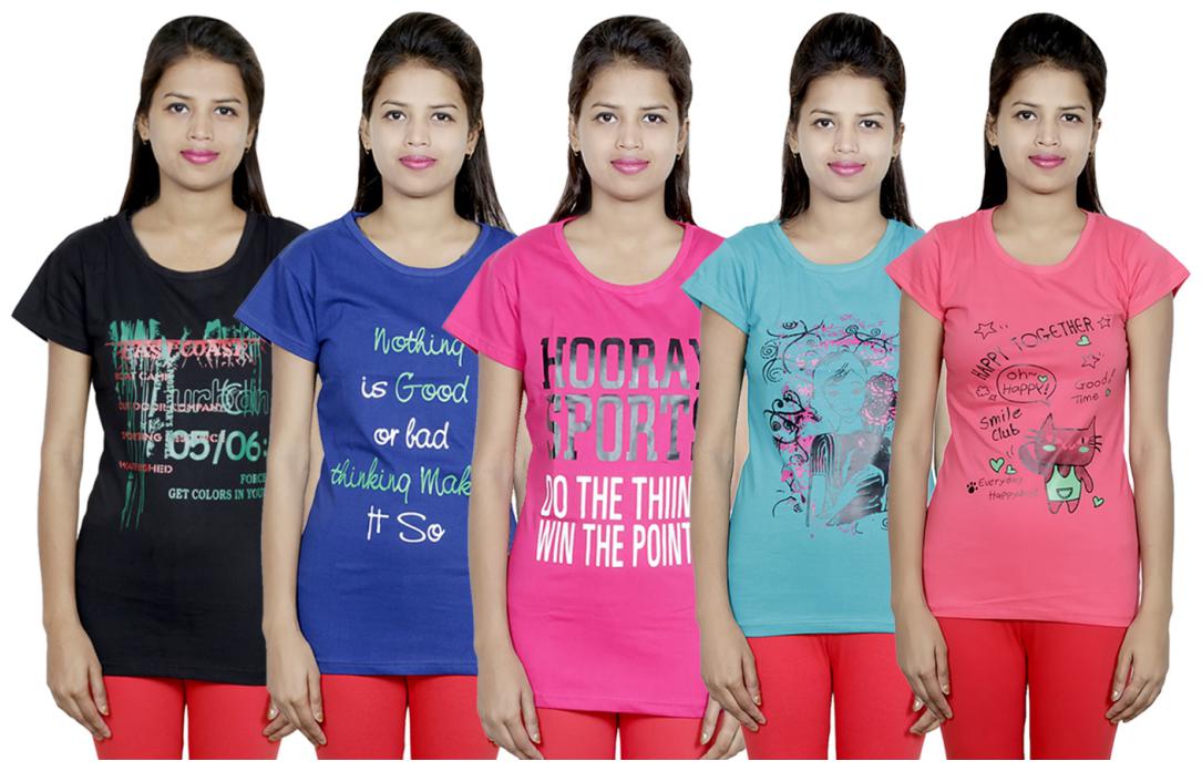 

IndiWeaves Girls Cotton T-Shirt(Pack Of 5 T-Shirt) Combo Offer
