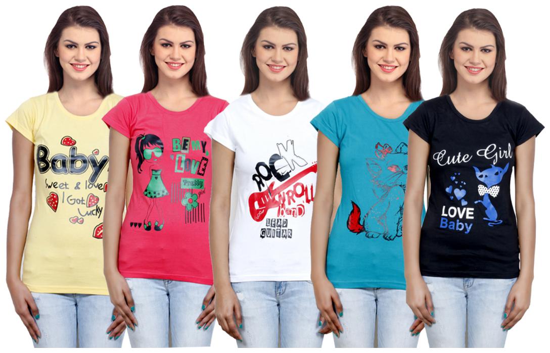 

IndiWeaves Girls Cotton T-Shirt(Pack Of 5 T-Shirt) Combo Offer