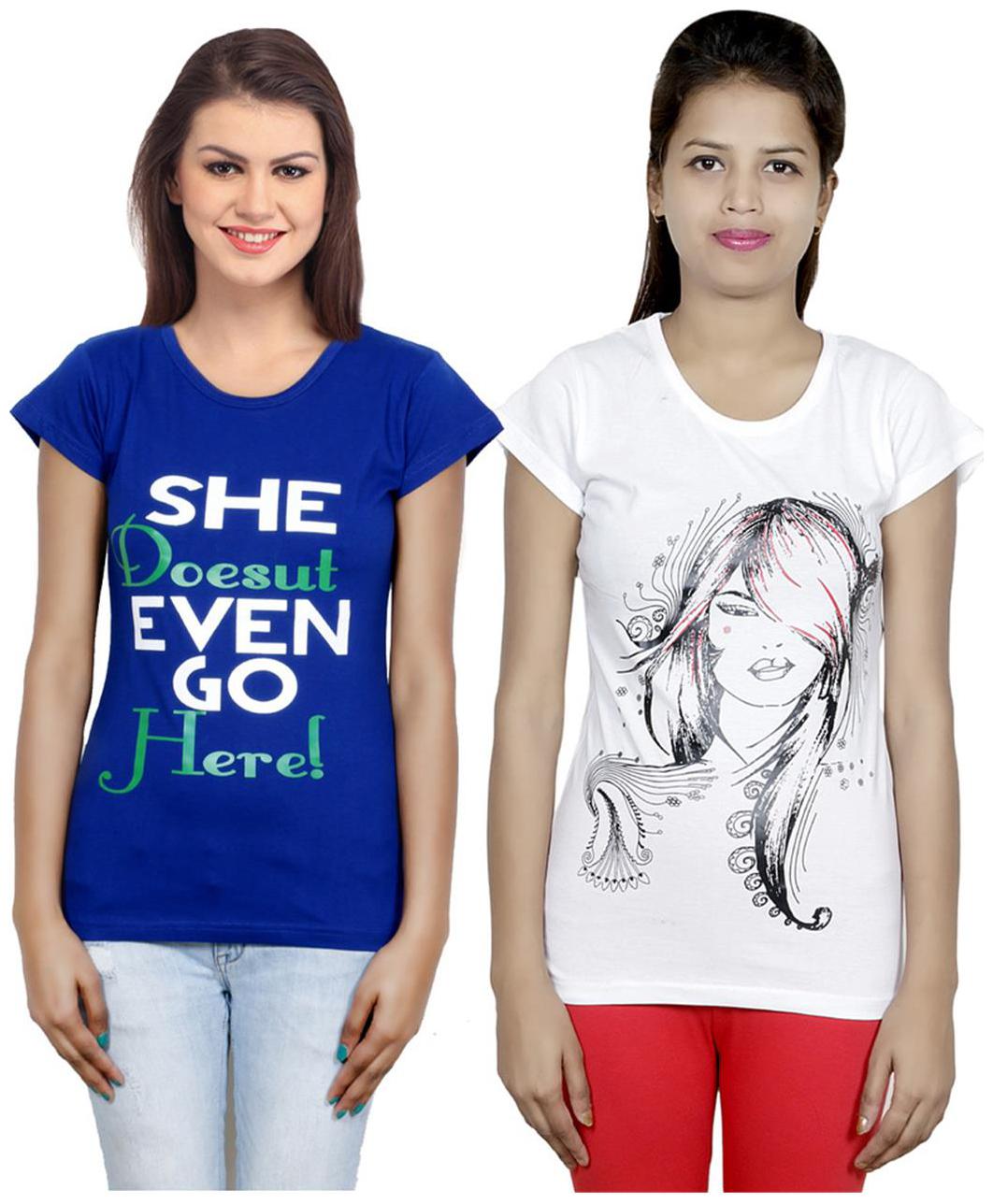 

IndiWeaves Girls Cotton T-Shirt Pack of -2