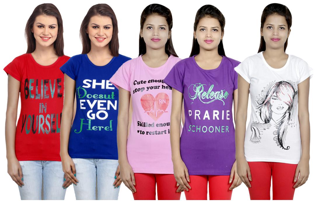 

IndiWeaves Girls Cotton T-Shirt(Pack Of 5 T-Shirt) Combo Offer