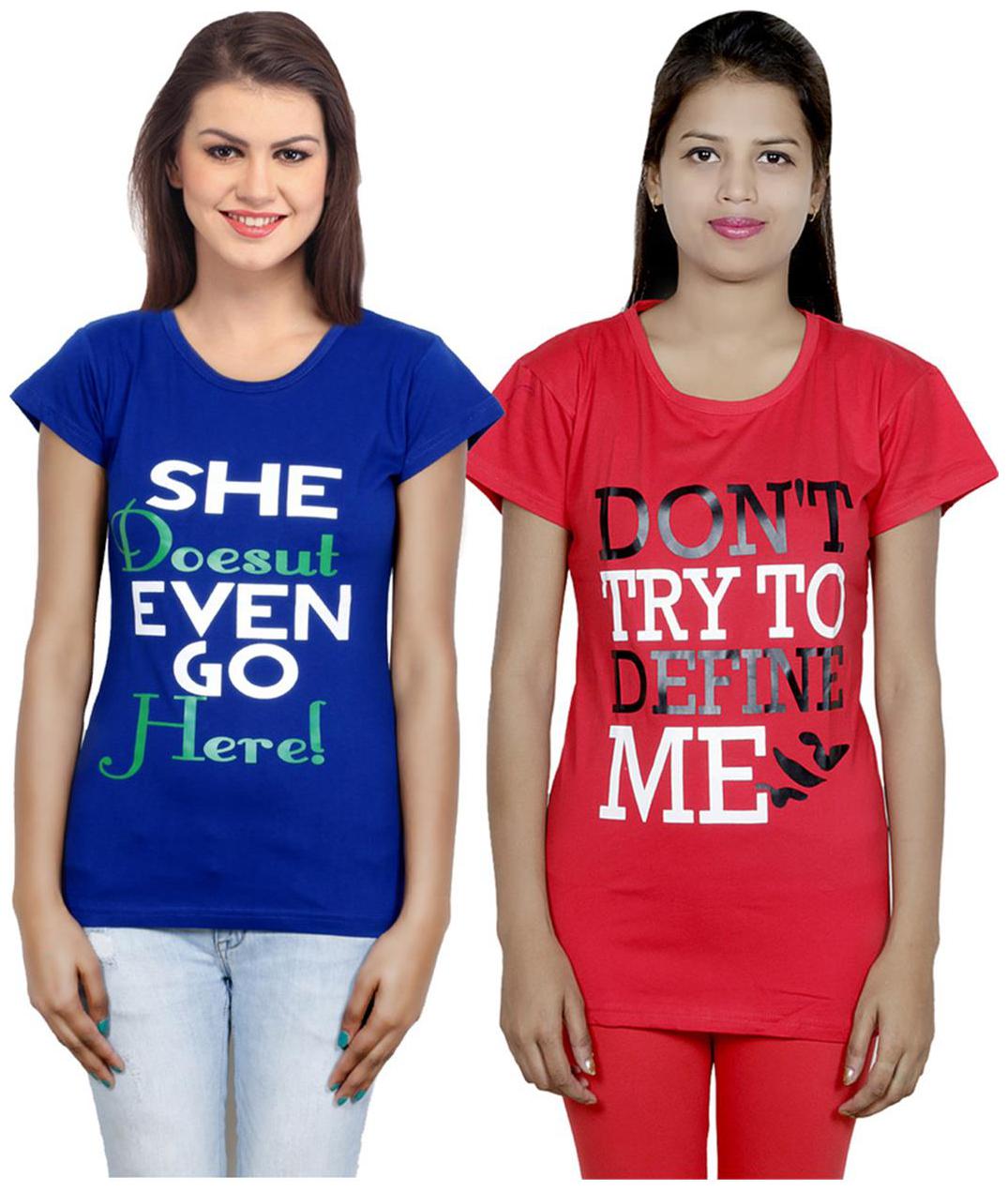 

IndiWeaves Girls Cotton T-Shirt Pack of -2